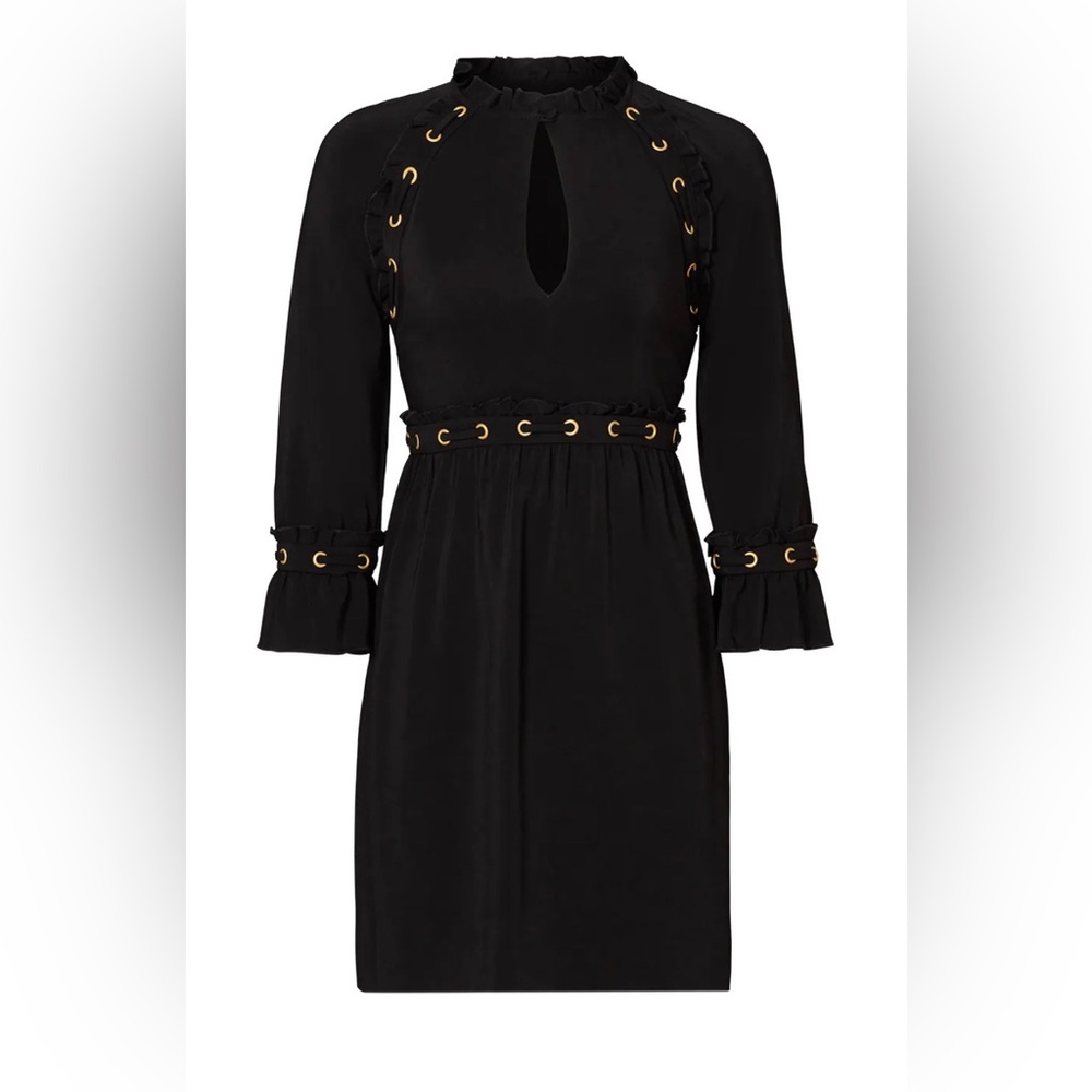 Rachel Zoe Ursula brass grommet black/gold dress size 2